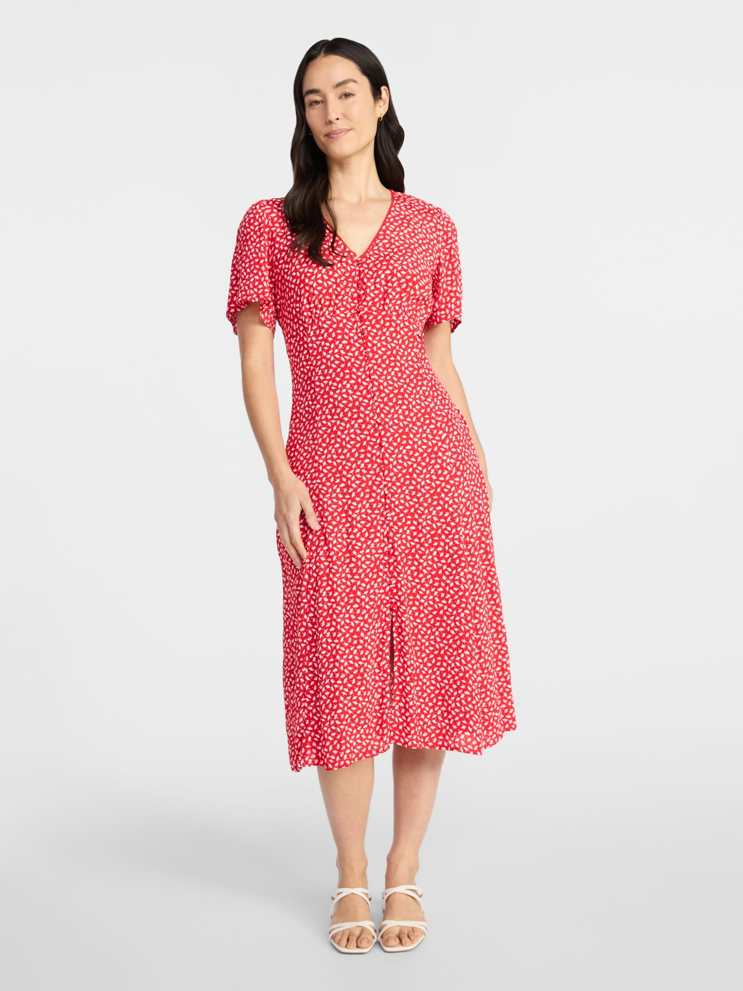 Time and Tru Women's Cotton Knit Midi Dress with Dolman Sleeves, Sizes  XS-XXXL - Walmart.com