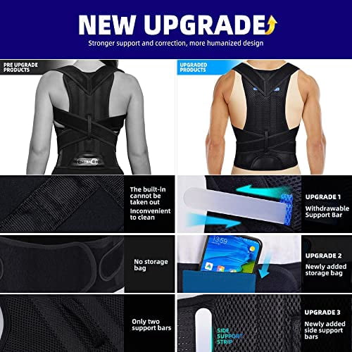 TYPPKMM Posture Corrector for Men and Women, Adjustable Back Brace for Shoulder and Spine Support, Black