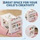 thumbnail image 3 of Para niños grande art escritorio con double-sided almacenamiento cabinets y 2 stools, mdf children’s drawing mesa set, blanca, 3 of 6