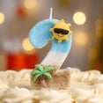 thumbnail image 4 of Birthday Candle Number Island Style Blue White Brown with Sun and Tree Cartoon Creative Party Cake Topper Decoration, Tropical Numeric Candle for Celebration, Paradise Themed Cake Decor, 4 of 6