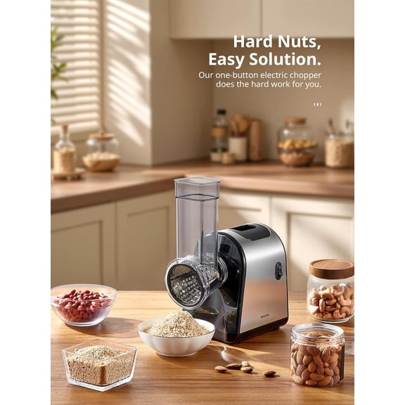 Electric Cheese Grater with 6 Blades - Stainless Steel Food Slicer for Home Kitchen