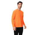 thumbnail image 3 of Men's Dry Fit Poly Long Sleeve Shirt, 100 Polyester Crewneck Moisture Wicking Tee, Neon Orange, M, 3 of 5
