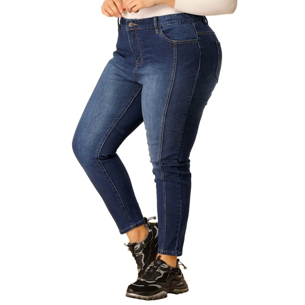 Pantalones Vaqueros Lavado Elásticos De AltuMedTalGrande Vaqueros Pitillo PaMujer Azul Oscuro XL