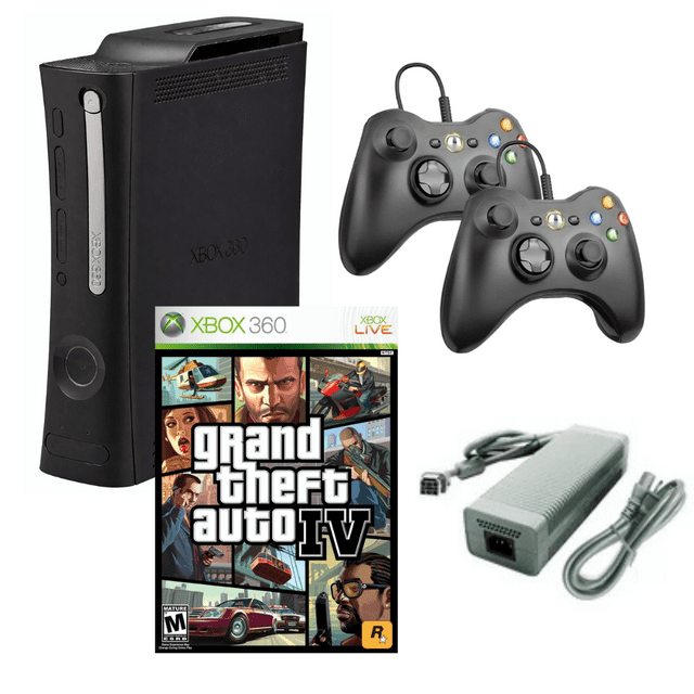 Consola de Xbox 360 Elite Restaurada con 2 Controles Retrofam y Grand Theft Auto IV