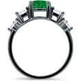 thumbnail image 5 of Vintage Style Round Three Stone Ring Green Emerald Cubic Zirconia Black Tone 925 Sterling Silver, Size 9, 5 of 7