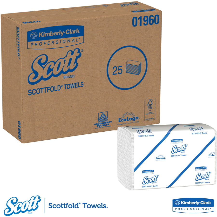 Scott Pro Scottfold Towels, 7.8 x 12.4, White, 175 Towels/Pack, 25 Packs/Carton - 3