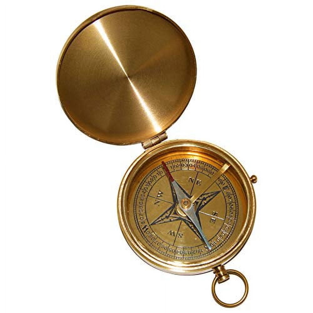 Large 4" Brass Compass with Rosewood Storage Box, Fully Functional Nautical Pirate Cosplay Costume Decoration