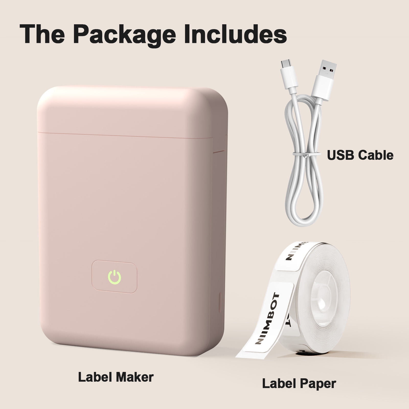 Label Maker Machine with Tape HP2S, Portable Bluetooth Label Printer, Small Sticker Printing Machine Compatible with iOS + Android,Easy to Use Inkless Rechargeable heat for Home Office