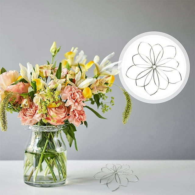 Organisateur à Grille Florale en Acier Inoxydable Support d'Arrangement Réutilisable Insert de Vase Bouquet Ikebana Support pour Fleurs