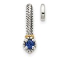 thumbnail image 1 of Quality Gold QTC1714 14K Sterling Silver Two-Tone with Polished Created Sapphire Chain Slide Pendant, 1 of 1