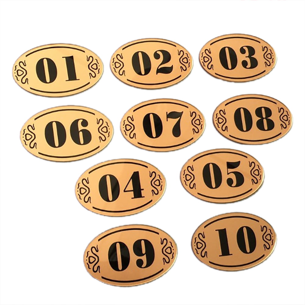 Aspire Acrylic Numbers Sign Pack of 20 Oval Number Tag Self-Adhesive 3-1/5 L x 2 W