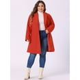 thumbnail image 3 of DARING DIVA Women's Plus Size Elegant Notched Lapel Trench Coat 4X Red, 3 of 6