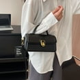 thumbnail image 4 of Bolso de mano para mujer, de PU, tipo bandolera, estilo retro, color negro, 4 of 5
