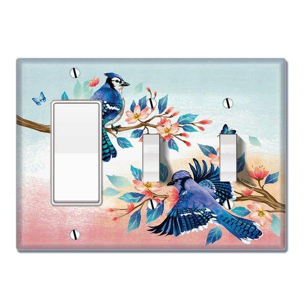 Wirester Triple 1 Gang Decorator Light Switch And 2 Gang Toggle Wall Plate Switch Plate Cover Blue Jay Birds Walmart Com Walmart Com