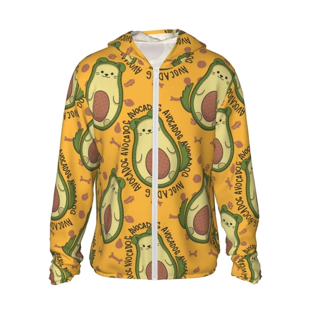 Balery Avocado Dog Sudadera ligera de manga larga con capucha y protección solar UPF 50+ para hombre y mujer, ideal para pesca y running-XX-Large