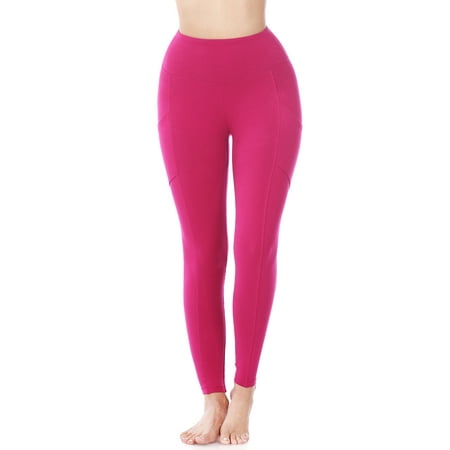 Zenana Women s & Plus (S-3X) Casual Cotton Stretch Active Wide Waistband Tight Leggings with Pockets