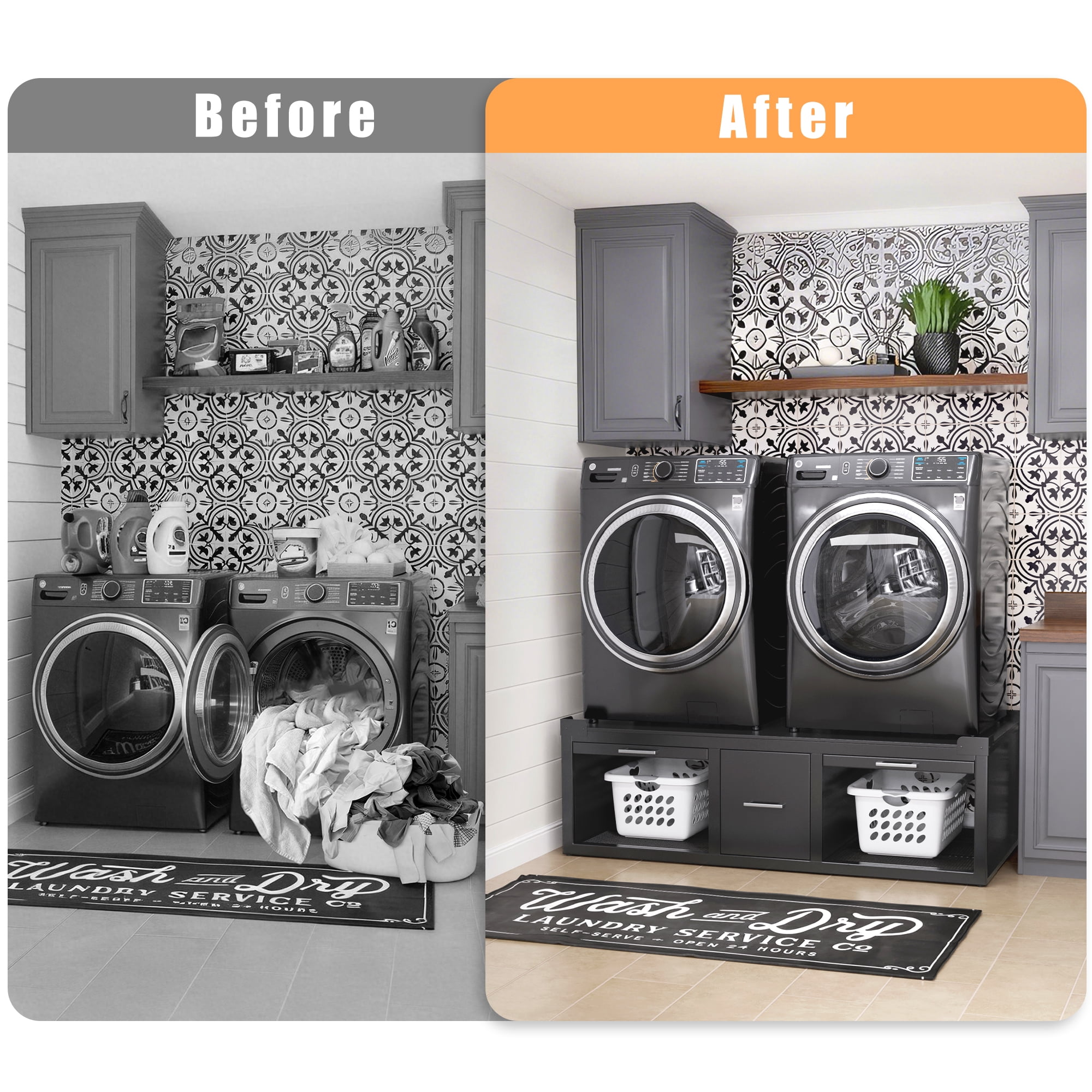 GDLF Washer and Dryer Pedestals, Universal Washer and Dryer Stand with Pull-Out Shelf