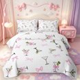 thumbnail image 2 of Manfei Pink Bowknot Ribbon Quilt King,Dreamy Princess Bow King Coverlet Set,3-Piece,1 Bedspread and 2 Pillowcases, 2 of 7