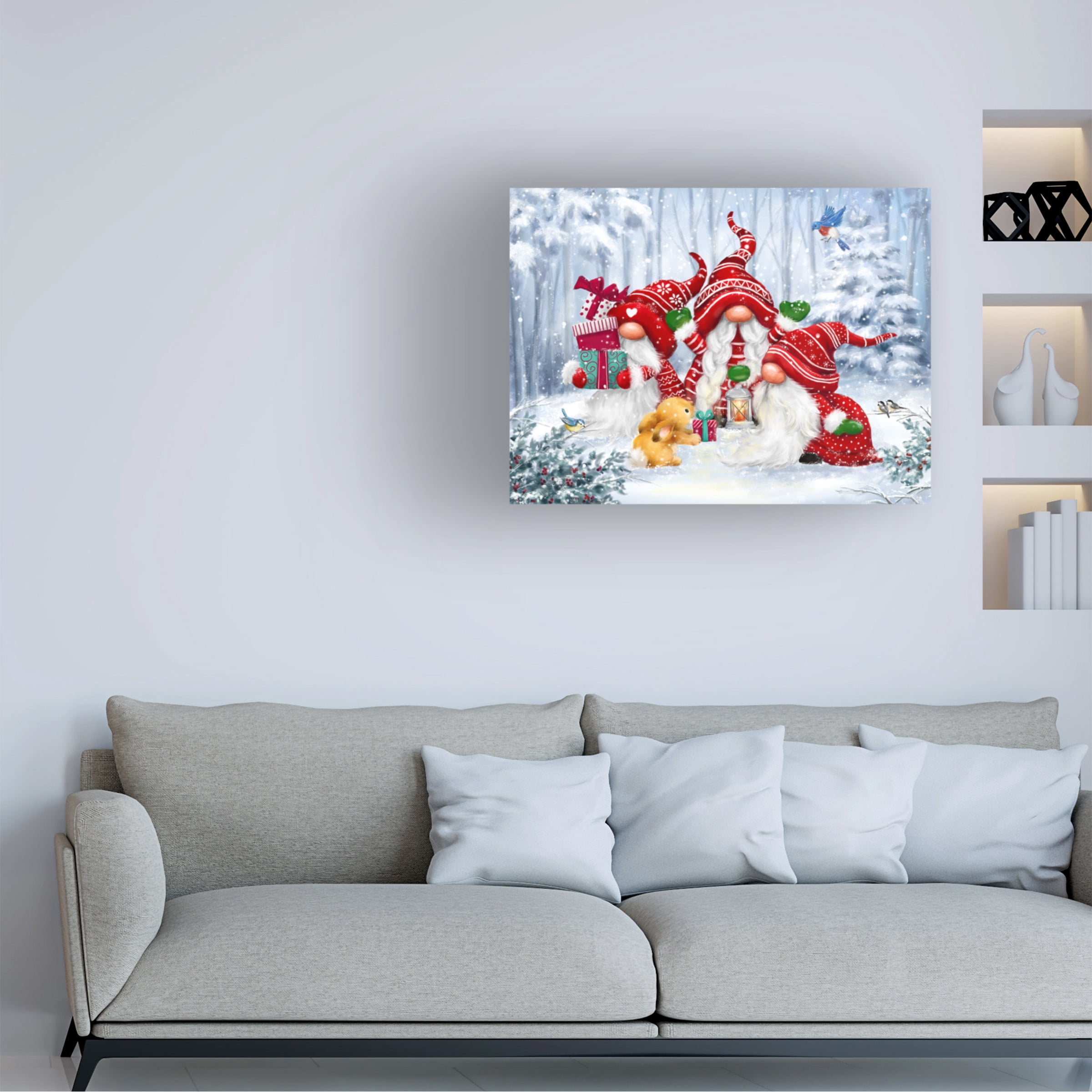 MAKIKO 'Christmas Gnomes With Rabbit' Canvas Art