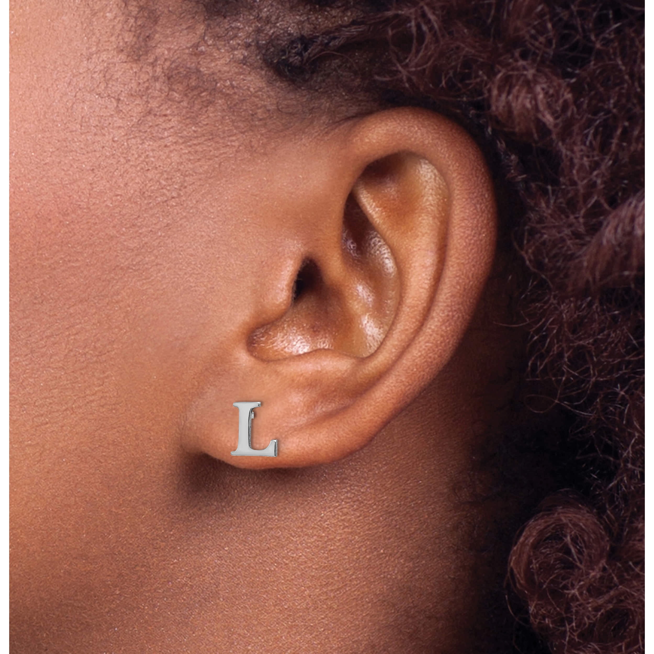 14K White Gold 14Kw Letter L Initial Post Earrings Made In United States xne46w l Walmart