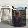 thumbnail image 6 of Rateoe Garden Meditating Weasel Pattern Round Laundry Hamper Basket, Tall Hamper Basket for Blanket Storage, Nursery Clothes Hamper for Laundry in Bedroom and College Dorm-Medium, 6 of 6