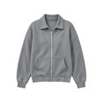 thumbnail image 4 of Waffle Full Zip Up Sweatshirt Women No Hood - Oversized Loose Casual Long Sleeve Collared Jacket 2026 Fall Winter Clothes, #01_Gray, L, 4 of 5
