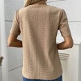 thumbnail image 4 of Kovlvoll Womens Summer Short Sleeve Tops Lace Patchwork Crew Neck T-Shirt Summer Eyelet Casual Comfy Blouse, 4 of 7