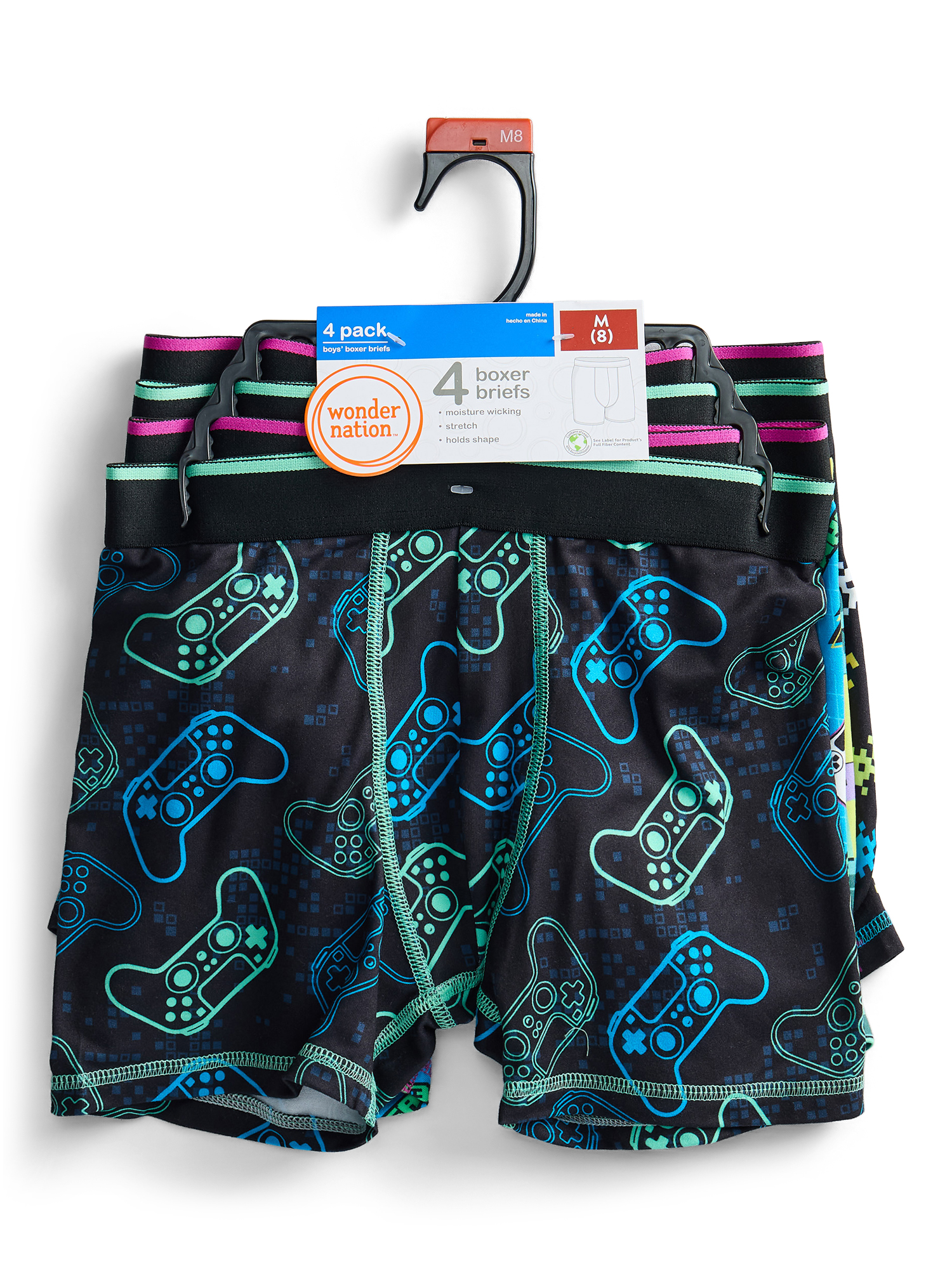 Wonder Nation Boys Gaming Print Boxer Briefs, 4-Pack photo 2