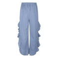 thumbnail image 5 of iOPQO Wide Leg Pants For Women Womens Casual Solid Color Ruffle Edge Slit Loose Wide Leg Trousers Pantspalazzo Pants For Women Pants For Women, 5 of 8