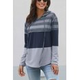 thumbnail image 2 of Women Striped Sweatshirts Hoodies Block Long Sleeve Pullover Sweatshirts Drawstring Loose Tops Fall Winter, 2 of 6