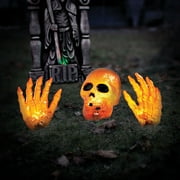 2 orange skull with hand halloween prop halloween decoration
