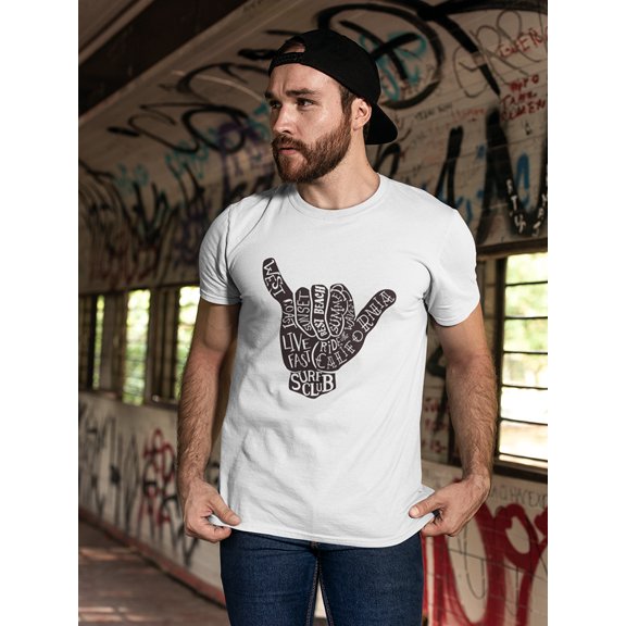 Shaka Hand Sign With Words Tee Men's -Image by Shutterstock