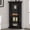 Black, variant on Kings Brand Furniture Corner Curio Storage Cabinet with Glass Door, Corner Display Cabinet with 4 Shelves, Wooden Accent Cabinet for Living Room, Dining Room, Entryway & Home Office, Black