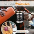 thumbnail image 5 of Christian Art Gifts Trust In The Lord Stainless Steel Black Mug with Proverbs 3:5 - Camp Style Travel Mug, Christian Mug for Men (11oz Double Wall Vacuum Insulated Coffee Mug with Lid and Handle), 5 of 7