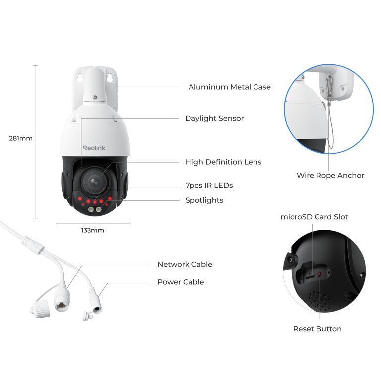 Reolink 8MP 4K PTZ PoE Security Camera with 16X Optical Zoom, 360