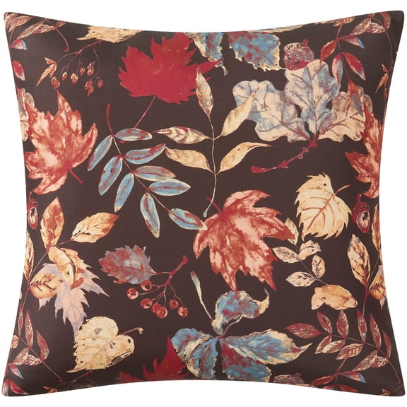 Mainstays 16" x 16" Reversible Decorative Outdoor Throw Pillow, Brown Leaf