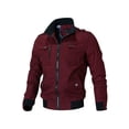thumbnail image 1 of Frontwalk Mens Casual Stand Collar Bomber Jackets Full Zip Regular Fit Military Jacket Solid Color Fall Outwear Claret L, 1 of 3
