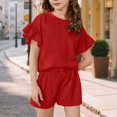 thumbnail image 6 of Grblisyd Girls Short Sets Cute Ruffle Short Sleeve T Shirts and Drawstring Elastic Waist Biker Shorts Fashion Set Ages 2-12 Years, 6 of 6
