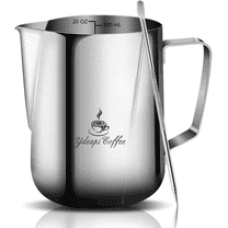 Milk Frothing Pitcher, YDEAPI 20oz / 580ML Stainless Steel Steaming Pitcher Jug Coffee frothing Cup with Measurement Inside & Decorating Art Pen, Perfect for Coffee Espresso Cappuccino Latte Art