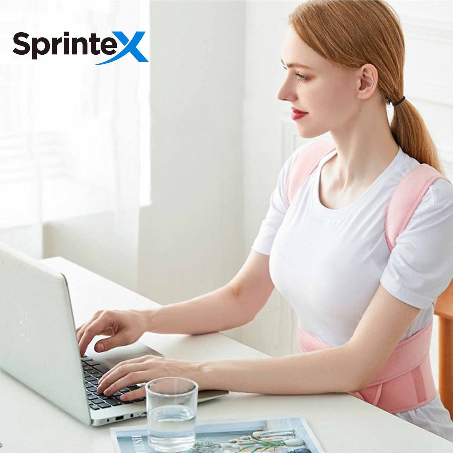 Sprintex Back Brace Posture Corrector for Women and Men, Shoulder Straightener Adjustable Back Support Upper and Lower Back Pain Relief - Scoliosis Hunchback Hump Thoracic Spine Corrector