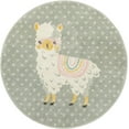 thumbnail image 2 of Unique Loom Whimsy Kids Collection Area Rug - Llama (3' 3" Round Gray/Ivory) Perfect For Kids Bed Room/Nursery Room/Living Room/Class Room/Play Room, 2 of 5
