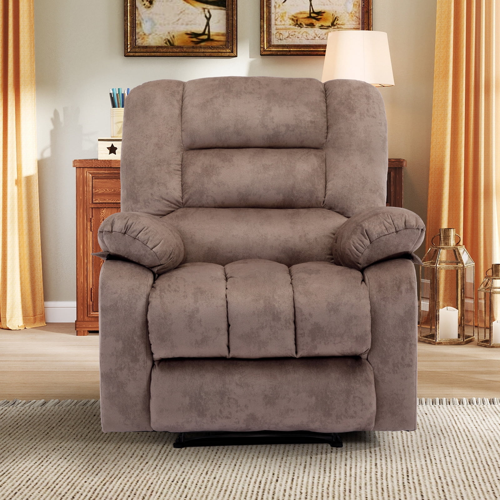 Bonzy Home Recliner Chairs with Massage and Heat Overstuffed Fabric Metal Frame Manual Reclining Chair