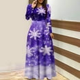 thumbnail image 2 of hotojiny Fashion Dresses for Women Long Sleeve Christmas Printed Maxi Dress Crew Neck Casual Long Dress for Party, 2 of 5