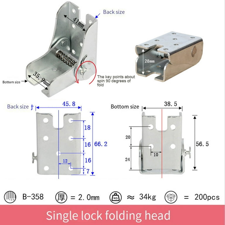4pcs 90 Degree Self-locking Folding Hinge 