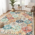thumbnail image 2 of Hasoo Washable Area Rug 5' x 7' Floral Rug for Living Room Soft Polyester Accent Indoor Carpet, Orange, 2 of 6