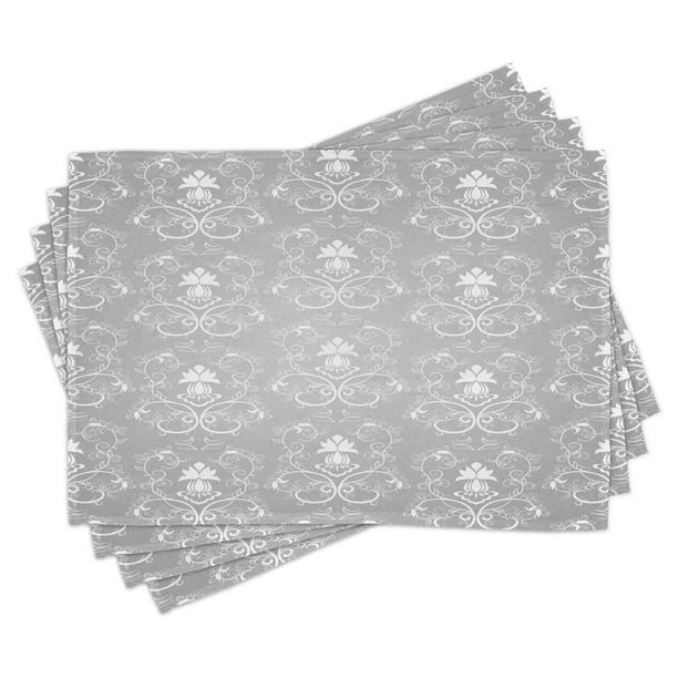 Damask Placemats Set of 4 Damask Style Antique Floral Motifs Pattern Royal Victorian Design