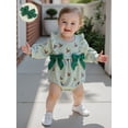 thumbnail image 4 of BemeyourBBs Baby Girls Striped Romper Long Sleeve Bubble Jumpsuit with Headband, 4 of 8