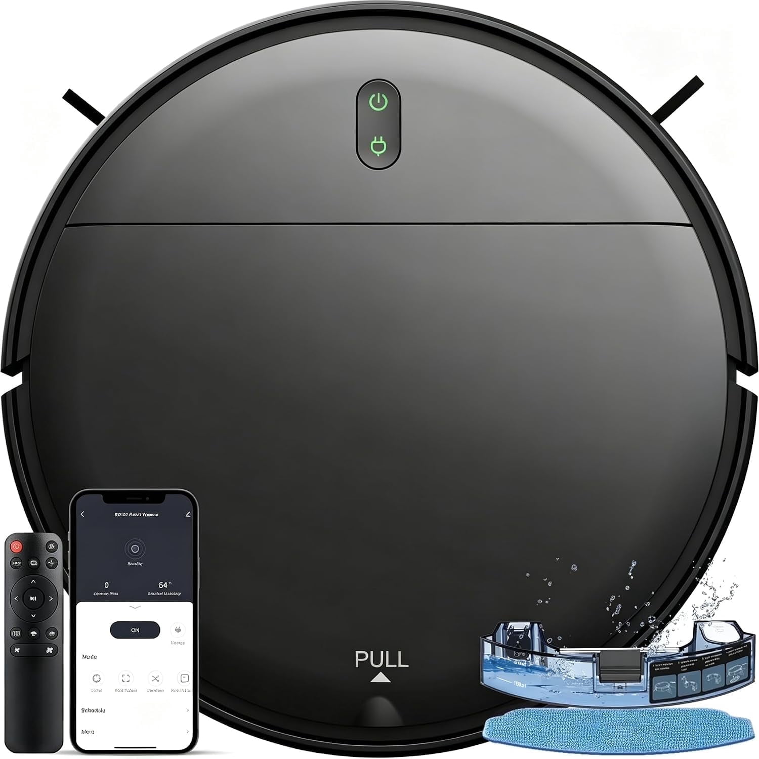 Teendow Robot Vacuum Cleaner, Robot Vacuum and Mop Combo with WIFI for Pet Hair and Hard Floor Black