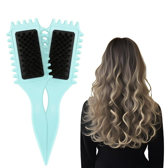 Curl Defining Brush Boar Bristle Hair Styling brush Women Men Curved Vented Hair Brush Curl Brush for Curly Hair Wet (2 Green)