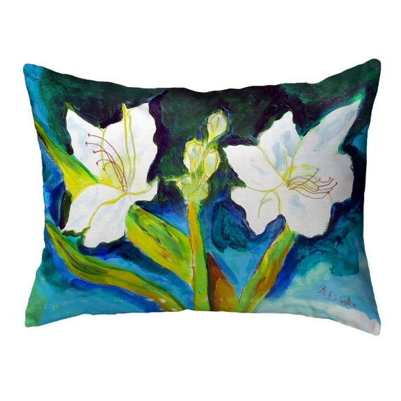 Betsydrake NC1139 16 x 20 in. White Lilies No Cord Pillow